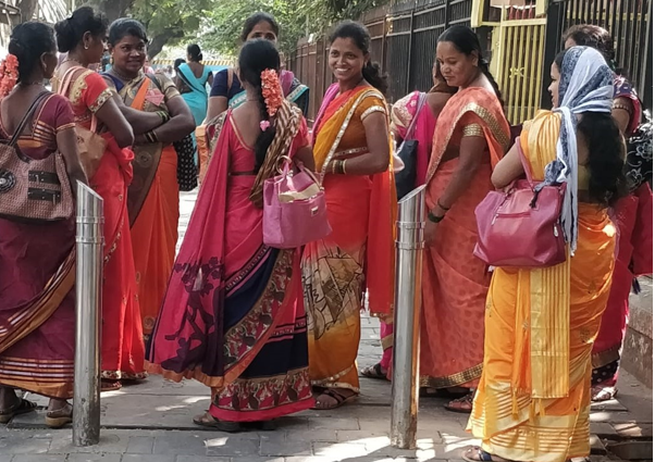 Anganwadi workers attending the trade union rally