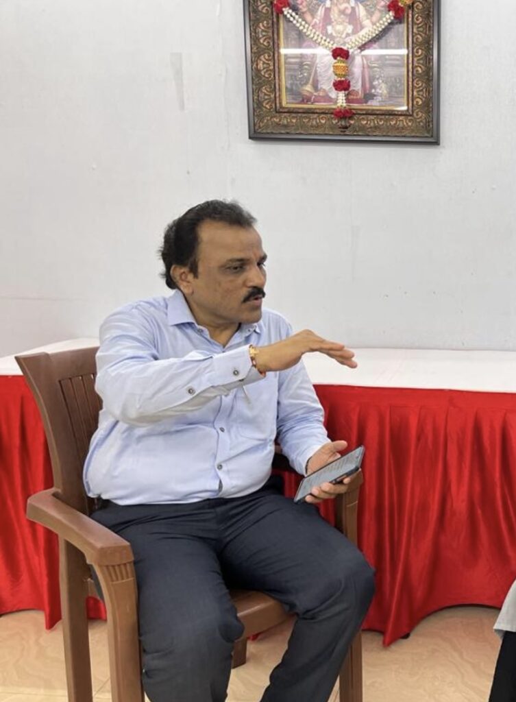 Interviewing President of Lalbaugcha Raja Sarvajanik Ganeshotsav Mandal, Balasaheb Sudam Kamble
